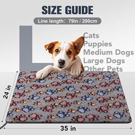 Cat Heating Pad, Waterproof Pet Heating Pad for Cats Dog Indoor, 11 Adjustable Temperature Cat Warming Bed Mat with Timer, Indoor Heated Bed with Chew Resistant Cord (L: 35'' L X 24'' W)