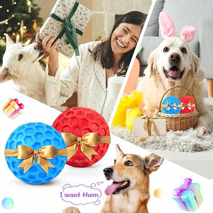 Squeaky Dog Toys for Aggressive Chewers, Indestructible Dog Balls for Aggressive Chewers, Squeaky Balls for Dogs, Interactive Toys for Large Dogs, Funny Heavy Duty Ball
