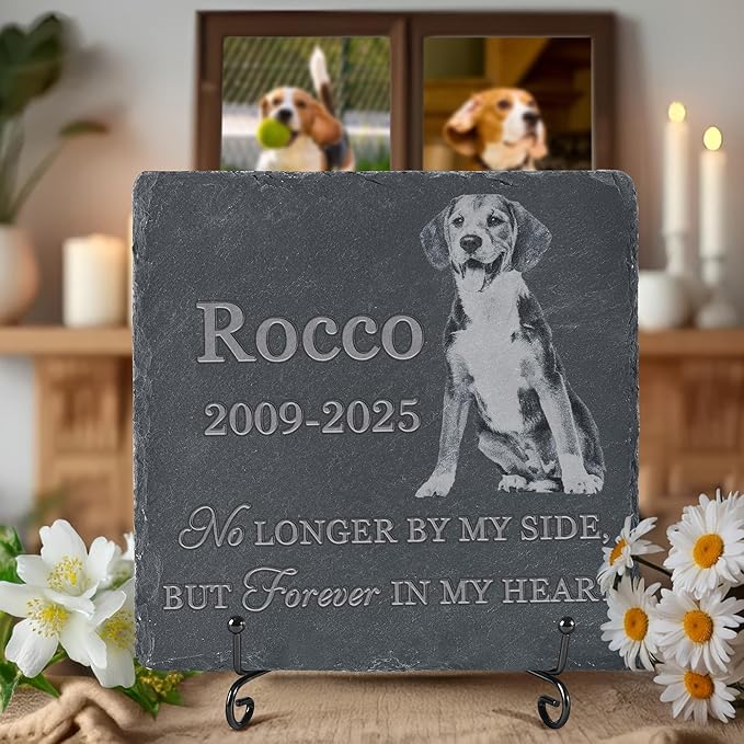 Pet Memorial Stone, Dog Memorial Stone, Dog Memorial Gifts for Loss of Dog, Pet Memorial Gifts, Loss of Pet Sympathy Gift, in Loving Memory Pet - No Longer by My Side - Square