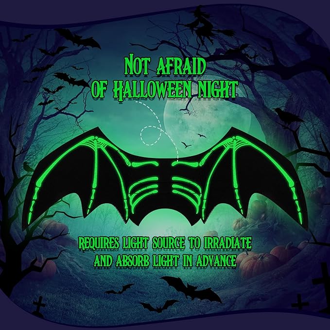 2 Pieces Halloween Pet Costumes Halloween Cat Bat Costume with Night Fluorescence and Halloween Pet Pumpkin Hat for Pet Cat and Small Dog Halloween Party Cosplay Party Decorations