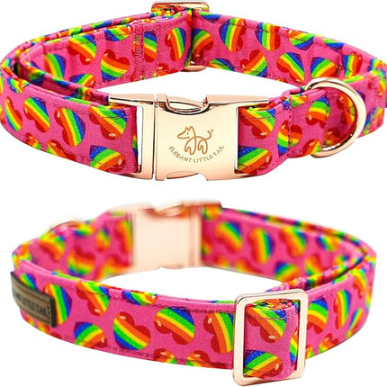 Elegant little tail Dog Collar, Holiday Pet Collar Dog Durable Rainbow Print Dog Collars Girl or Boy Soft Pet Gift Adjustable Dog Collar for Small Medium Large Dogs