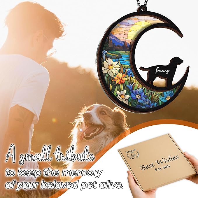 6'' DIY Labrador Memorial Suncatcher, Loss of Dog Sympathy Gift, Bereavement Gifts Dogs Passed Away, Labrador Remembrance Gift for Dog Lovers, Black Lab Memorial Gifts for Women 74-SS1