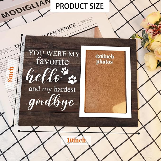 Pet Picture Frames Memorial Dog, Pet Memorial Frame for Dogs, Dog Memorial Gifts for Loss of Dog, In Loving Memory Gifts, Pet Loss Sympathy Gift for Pet Owner Pet Lover, Forever in Our Heart (Brown)