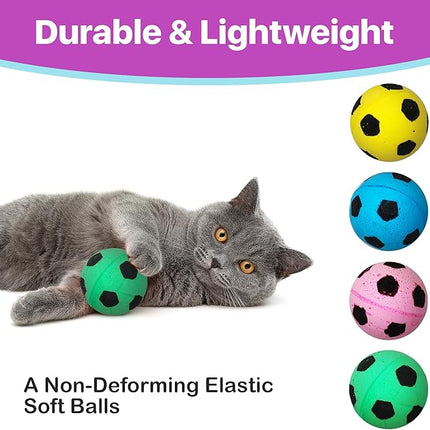 SPOT Sponge Soccer Ball Cat Toys - Interactive and Colorful Plush Toy, Fun for Cats and Kittens to Bat and Chase, Keep Cats Entertained - 1.5" Assorted 4- Pack