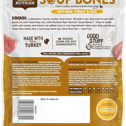 Rachael Ray Nutrish Dog Chews Soup Bones With Real Turkey & Rice, 24 Dog Treats