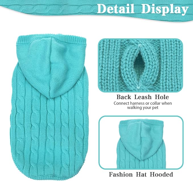 PUPTECK Winter Dog Cat Sweater Coat - Soft Cold Weather Clothes Knitwear for Kitties & Small Dogs Indoor Outdoor Walking Warm, Knitted Classic for Doggies Kitties Girls Boys, Blue S