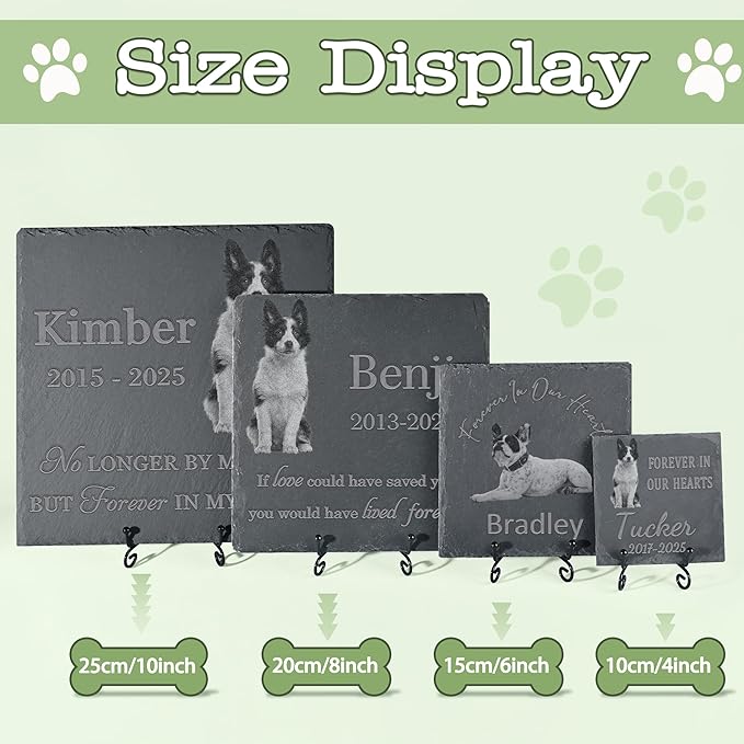 Personalized Pet Memorial Stone, Dog Memorial Gifts, Pet Loss Sympathy Gift, in Memory of Dog Cat - Forever in Our Hearts（Square）