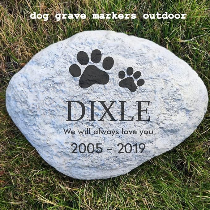 Personalized Dog Pet Memorial Stones Loss Stones - Engraved Name and Dates Pet Dog Garden Stones Grave Markers Headstones, Sympathy Pet Dog Memorial Gifts Loss Gifts Outdoor - 11"×8"
