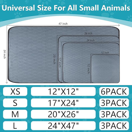 Washable Guinea Pig Cage Liner, 24 x 47 (3 Pack), Waterproof Reusable & Anti Slip Guinea Pig Bedding Fast and Super Absorbent Pee Pad for Small Animals, for Midwest Cage Area