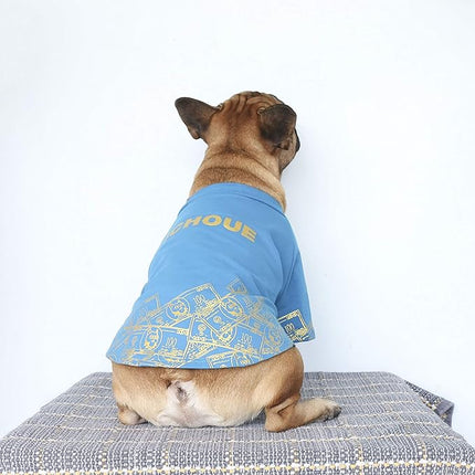 iChoue English Bulldog T Shirts Clothes for Medium Dogs Large French Frenchie Pug English Pitbull Boston Terrier - Blue Money, XXL