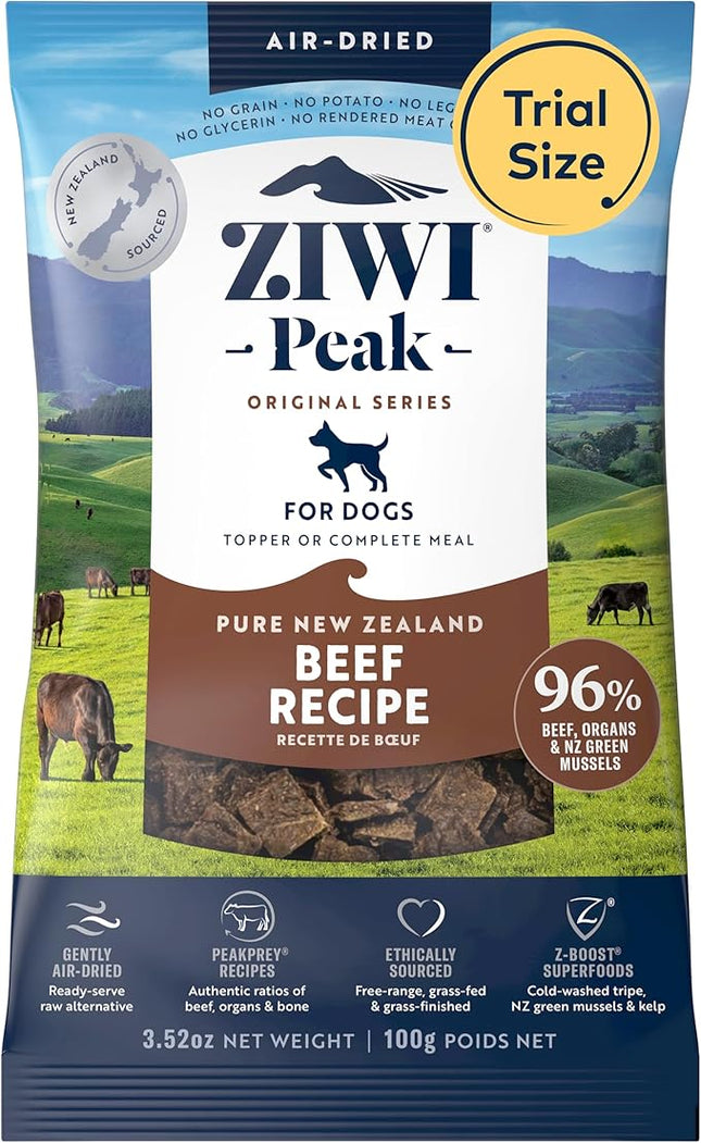 ZIWI Peak Air-Dried Dog Food – Beef - All Natural, High Protein, Grain Free, Limited Ingredient w/Superfoods (3.5oz)