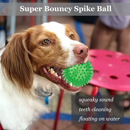 6pack Squeaky Dog Toys Spiky Dog Balls Cleans Teeth and Promotes Dental and Gum Health for Your Pet Squeaker Ball Toys for Aggressive Chewers (S 6PACK)