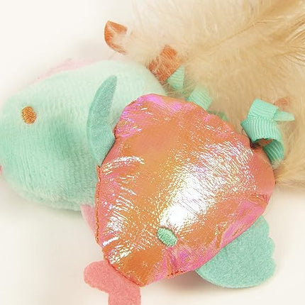 SmartyKat (2 Count) Silly Swimmers Crinkle Plush Catnip Cat Toys - Orange/Turquoise, 2 Count