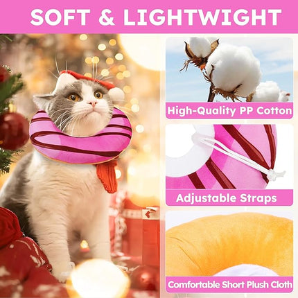 Cat Cone Collar Soft, Cat Recovery Collar for Wound Healing Cute Donut Adjustable Kitten Cones to Stop Licking Comfortable Lightweight Neck Elizabethan Collars for Cats Kittens After Surgery