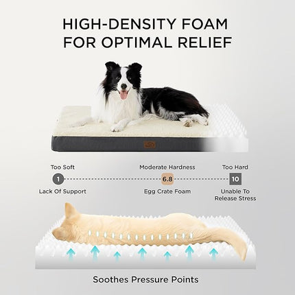 Bedsure XL Dog Beds Large Sized Dog -Orthopedic Flat Extra Large Pet Beds with Removable Washable Cover, Egg Crate Foam Mat, Suitable for Pet Up to 100 lbs