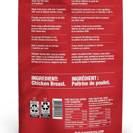 PureBites Chicken Freeze Dried Dog Treats, 1 Ingredient, Made in USA, 6.2oz