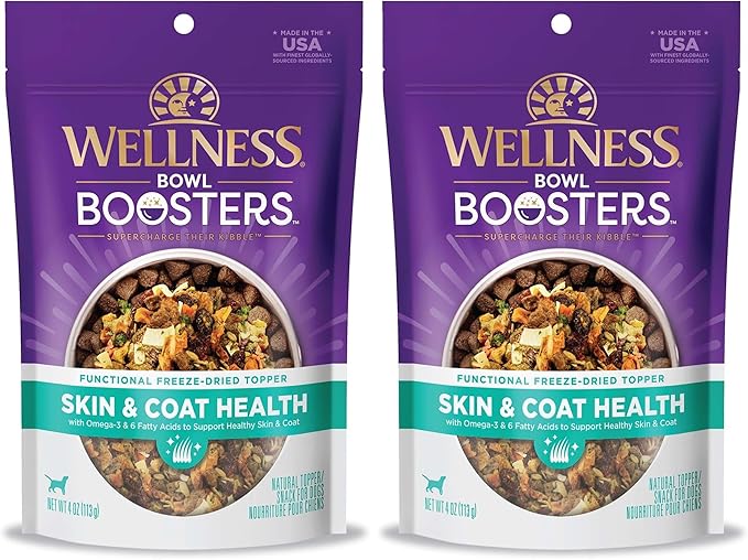 Wellness CORE Bowl Boosters Skin & Coat Dog Food Topper, 4 Ounce Bag (Pack of 2)