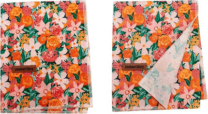 Lionheart glory Plaid Dog Bandana 1 Pack Washable Soft Cotton Flower Print Bibs Scarf, Adjustable Kerchief Square Dog Bandanas for Large Dogs