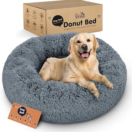 Donut Dog Bed - Premium Comfort for Anxiety Relief - Fluffy & Calming Design with Ultra-Plush Support | Cozy Round Dog Bed with Super Soft Circle Style (Dark Grey, X-Large)