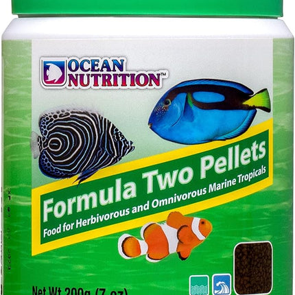 Ocean Nutrition Formula Two Pellets - Fish Food for Herbivorous & Omnivorous Marine Tropical Fish, High Protein(40%) - 7 oz (200 g) Small Pellets