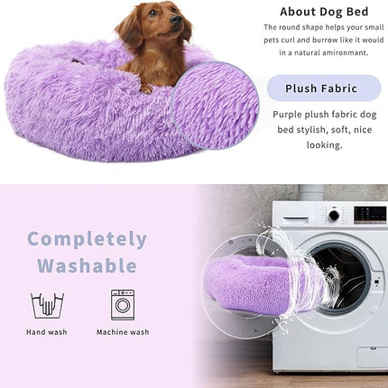 Dog Beds for Medium Dogs Washable 30 Inches Purple Fits up to 45 lbs Pets Beds Fluffy Anti Anxiety