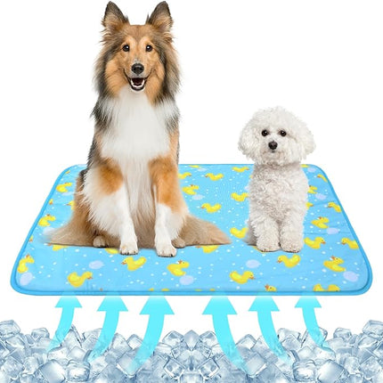 NACOCO Summer Pet Cooling Mat - Cat Dog Cushion Pad Sleeping Cool Ducks Comfortable Soft for Pets Kids and Adults (Blue Duck, L)