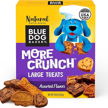 Blue Dog Bakery Natural Dog Treats, More Crunch Large, Assorted Flavors, 18oz Box, 1 Box