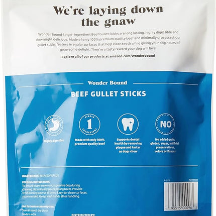 Amazon Brand - Wonder Bound Beef Gullet Sticks Dog Treats, 5-6 Inch, Pack of 25, Highly Digestible, Minimally Processed, 7.05 Ounce, 25 Count (Pack of 1)