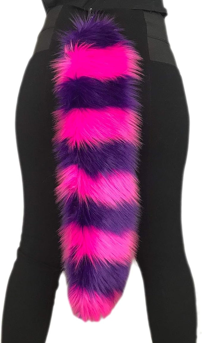 Bianna Creations Long Faux Fur Animal Luxury Tail, Cosplay, Anime Lover, Costume Dress Up Pet Play Furry Super Soft Accessory (Cheshire Cat, 30")