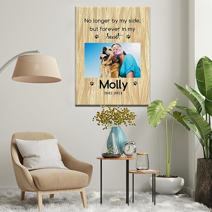 Personalized Pet Memorial Gifts for Dogs Customized Gifts for Dogs Cats Custom Loss of Pet Sympathy Gift Canvas Dog Loss Gift Canvas with Picture Name