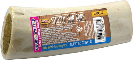 Cadet Stuffed Shin Bone, Long-Lasting Dog Chew Bones for Aggressive Chewers, High Protein Filled Bone Dental Chew for Dogs, Bacon & Cheese Flavor Filling, 5-6" for Large Dogs