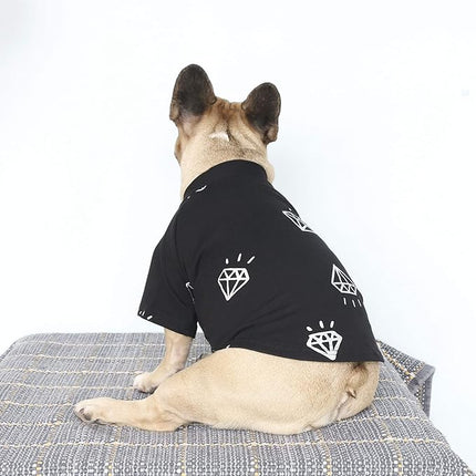 iChoue English Bulldog T Shirts Clothes for Medium Dogs Large French Frenchie Pug English Pitbull Boston Terrier - Black Diamond, XXL