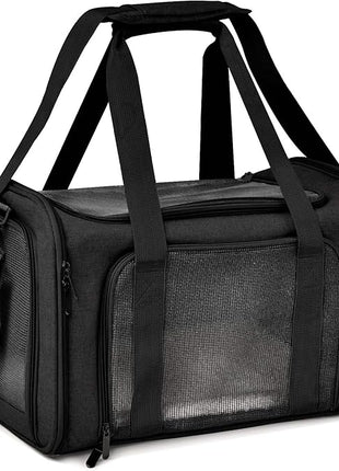 Cat Carriers Dog Carrier Pet Carrier for Small / Medium Cats Dogs Puppies (Up To 15lbs), TSA Airline Approved Small Dog Carrier Soft Sided, Collapsible Waterproof Travel Puppy Carrier -Black