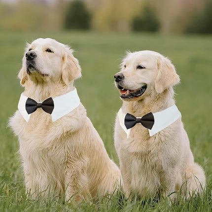 Dog Bowtie, KOOLMOX Dog Bow Tie Collar Handcrafted Adjustable Formal Pet Black Bowtie Neck Bow for Dogs Medium to Large Boy Dogs Tuxedo Collar Pet Wedding Birthday Gift