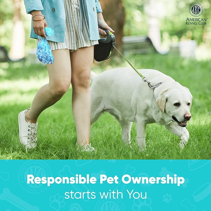 AKC Dog Poop Bags - Leak Proof Pet Waste Bags - 16 Refill Rolls - Lavender Scent - 240 Count (Puppy Print)