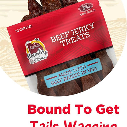 Country Kitchen Beef Jerky Tender Dog Treats, Made with Real Beef, High Protein, Low Fat, No Artificial Colors, 32 oz
