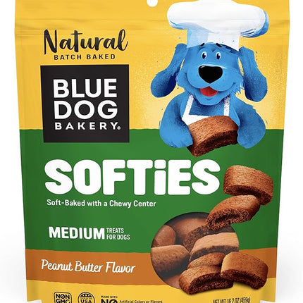 Blue Dog Bakery Natural Dog Treats, Softies, Peanut Butter Flavor, 16.2oz Bag, 6 Bags