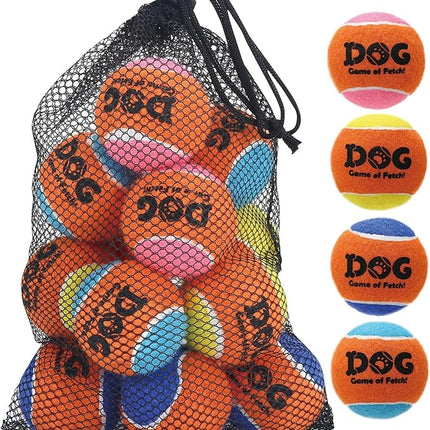 AMA SPORT Squeaky Tennis Balls for Dogs 2.0" Small Dog Tennis Balls for Throwing and Fetching Dog Toys for Training, Exercise, High Bouncing 12 Pack (Multicolor A)