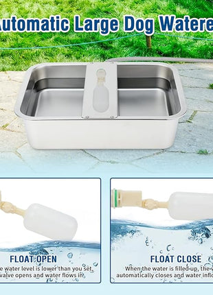 BWOGUE 5 Gal Automatic Dog Water Dispenser for Large Dogs Stainless Steel Outdoor Water Bowl Large Breed Self Filling Dog Waterer Feeder for Dogs Cat Chicken Livestock