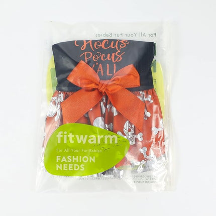 Fitwarm Hocus Pocus Y'all Funny Dog Halloween Tulle Dress, Holiday Dog Clothes for Small Dogs Girl, Funny Pirate Skull Pet Costume, Witch Cat Outfit, Orange, Black, XS