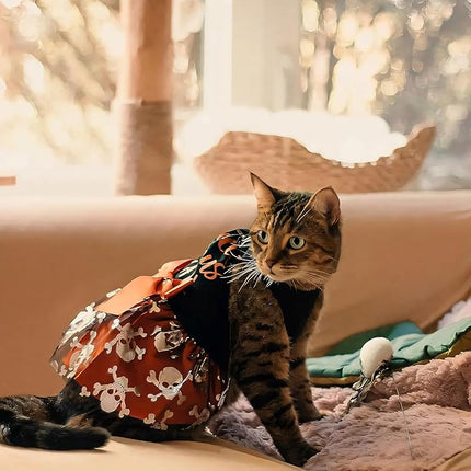 Fitwarm Hocus Pocus Y'all Funny Dog Halloween Tulle Dress, Holiday Dog Clothes for Small Dogs Girl, Funny Pirate Skull Pet Costume, Witch Cat Outfit, Orange, Black, XS