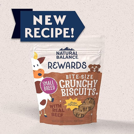 Natural Balance Limited Ingredient Rewards Crunchy Biscuits, Bite-Size Treats for Small-Breed Dogs, Made with Real Beef, 8 Ounce (Pack of 1)