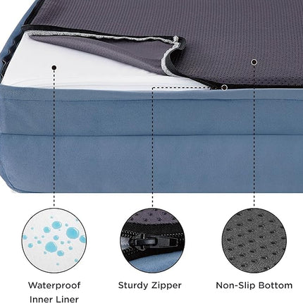 Bedsure XL Orthopedic Dog Bed for Extra Large Dogs - Washable XLarge Dog Cat Bed Waterproof, Comfort Dogs Couch Sofa with Washable Removable Cover, Pet Bed with Nonskid Bottom, Plush-Faded Denim, 42"