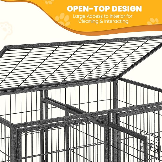 Yaheetech Stackable Dog Crate with Divider 43'' Rolling Heavy Duty Dog Cage with Open Top/ 2 Removable Trays for Small/Medium Dog