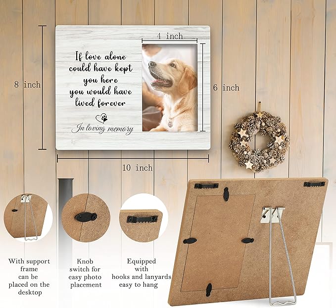 SRADMO Dog Memorial Picture Frame,Dog Frames For Pictures Memorial,Pet Memory Picture Frame,Pet Dog Cat Memorial Photo Frame 4x6,Dog Picture Frames For Dogs That Passed,Passed Away Dog Memorial Gifts (colour-1)