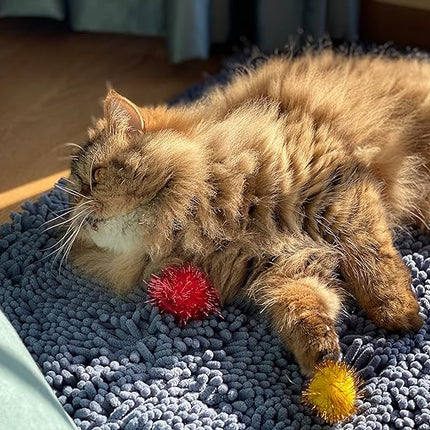 50PCS 1.5 INCH Sparkly Cat Toys Extra Large Cat's Favorite Chase Glitter Ball Toy Sparkle Pom Pom Balls