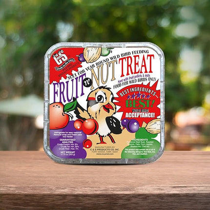 C&S Fruit n’ Nut Suet Treat, Suet Cakes for Wild Birds Including Robins, Blue Jays, Bluebirds, Tanagers, Thrushes and More, 8 Pack