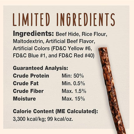 Cadet Premium Grade Beef Hide for Dogs, Long-Lasting Munchy Chew Sticks, Single-Ingredient Rawhide Dog Chews, 5-Inch, 100 Count