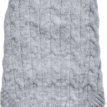 Blueberry Pet Classic Fuzzy Textured Knit Pullover Crew-Neck Dog Sweater in Heather Grey, Back Length 18", Pack of 1 Clothes for Dogs