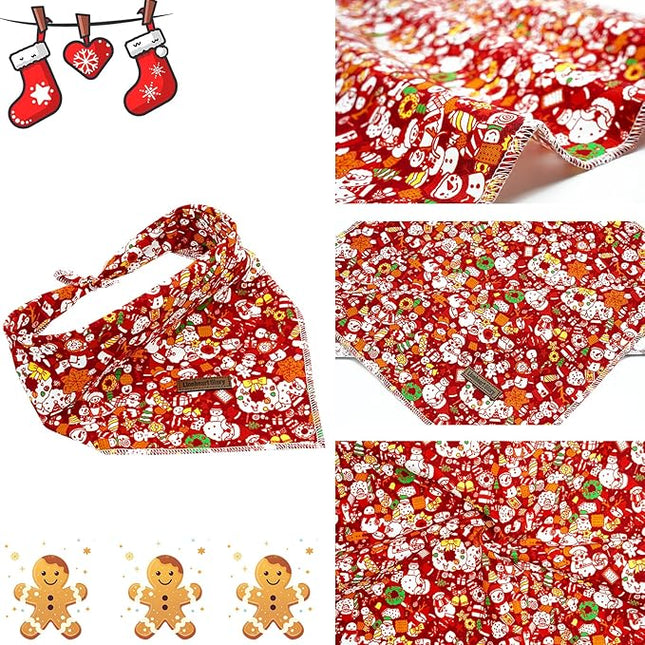 Lionheart glory Christmas Dog Bandana Red Dogs Bandana 1 Pack Washable Soft Dog Scarf, Square Adjustable Pet Bandanas for Medium Large Dogs